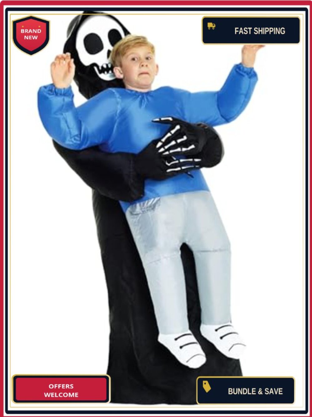 Kids Inflatable Grim Reaper Costume with Fan & Battery Pack